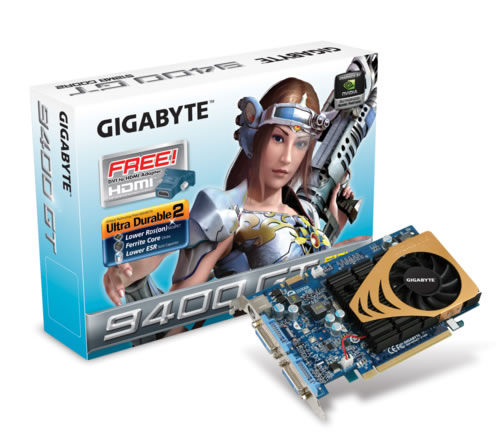 GIGABYTE GV-N94T-512H graphics card GeForce 9400 GT GDDR2