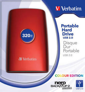 Verbatim 2.5'' Portable HDD USB 2.0 320GB, Red external hard drive 5400 RPM 2.5" Black