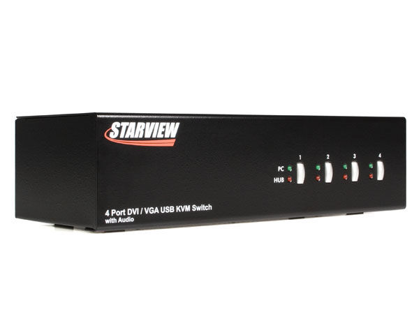 StarTech.com 4 Port StarView DVI/VGA Dual Display USB Audio KVM switch Black