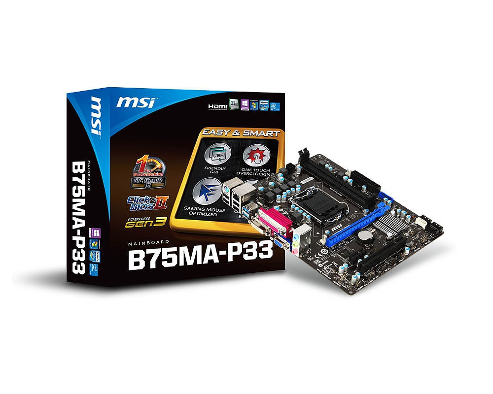 MSI B75MA-P33 motherboard Intel B75 LGA 1155 (Socket H2) micro ATX