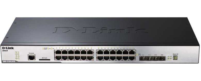 D-Link DGS-3120-24TC Managed L2 Gigabit Ethernet (10/100/1000) Black, Metallic