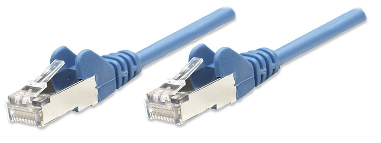 Intellinet Network Patch Cable, Cat5e, 10m, Blue, CCA, F/UTP, PVC, RJ45, Gold Plated Contacts, Snagless, Booted, Polybag