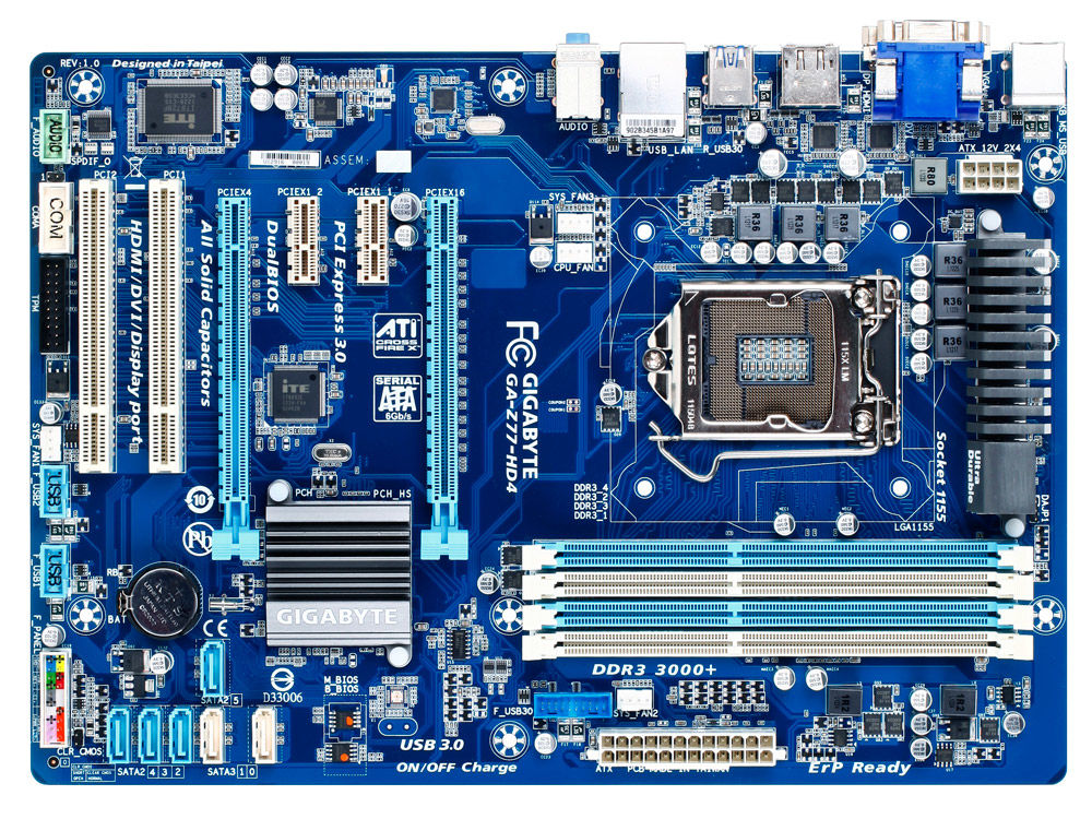 GIGABYTE GA-Z77-HD4 motherboard Intel® Z77 Express LGA 1155 (Socket H2) ATX