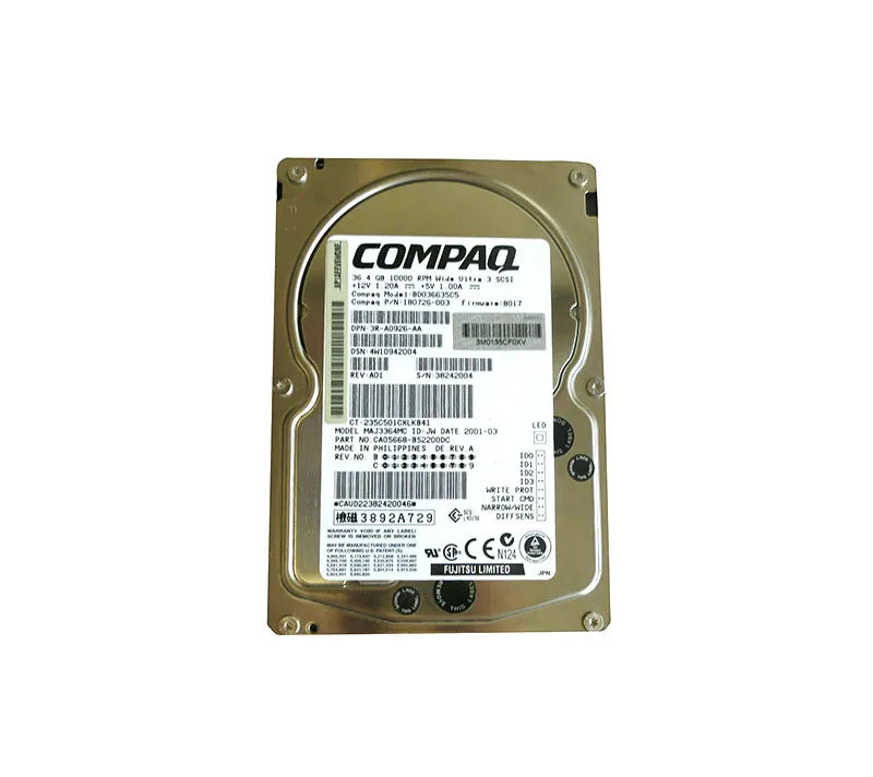 180726-003 - HP 36.4GB 10000RPM SCSI 160Mb/s 3.5-in Hard Drive