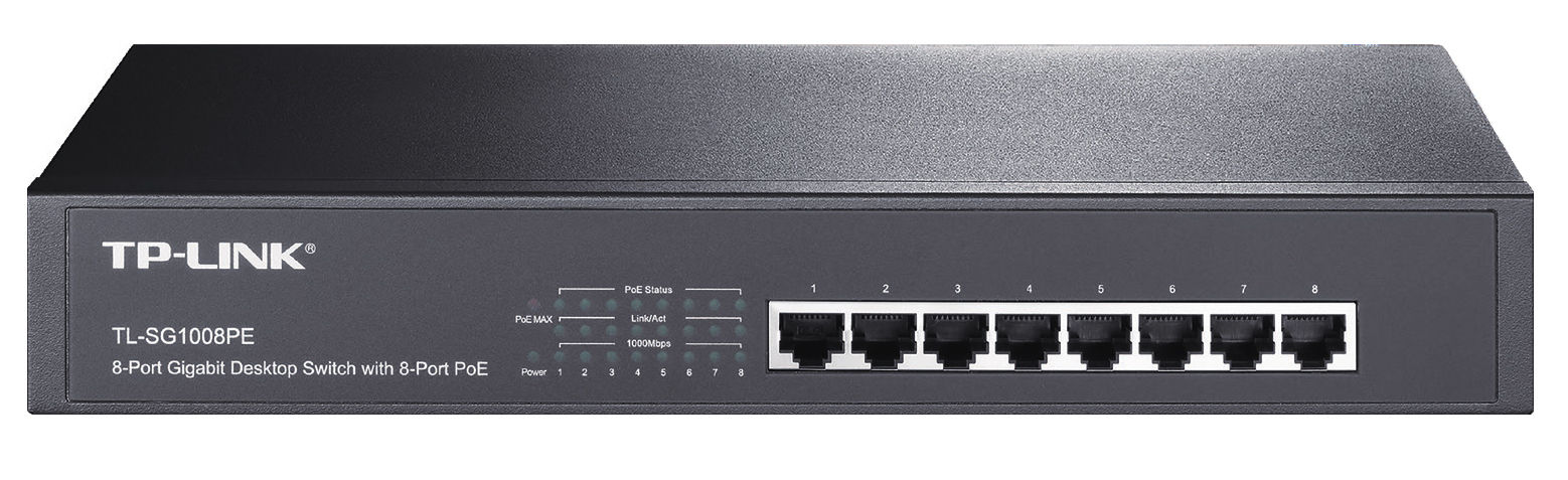 TP-Link TL-SG1008PE network switch Unmanaged L2 Gigabit Ethernet (10/100/1000) Power over Ethernet (PoE) Black