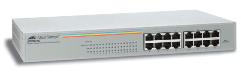 Allied Telesis AT-FS716 network switch Unmanaged Fast Ethernet (10/100) Grey