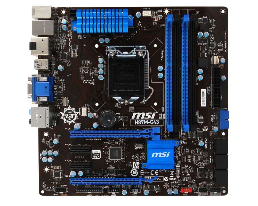 MSI H87M-G43 Intel® H87 LGA 1150 (Socket H3) micro ATX