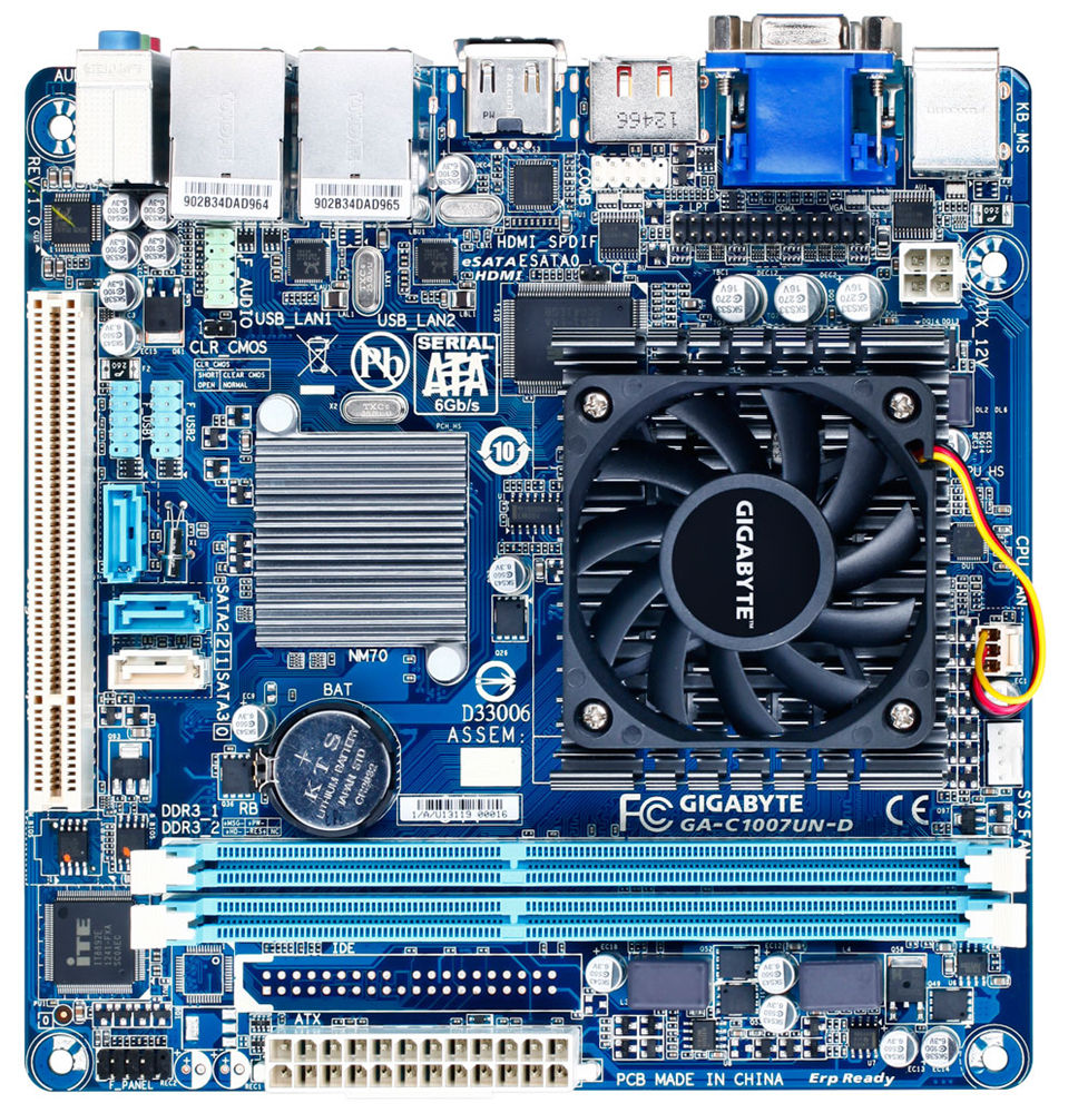 GIGABYTE GA-C1007UN-D motherboard Intel® NM70 Express BGA 1023 mini ITX