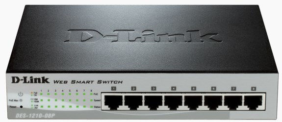 D-Link DES-1210-08P Unmanaged L2 Fast Ethernet (10/100) Power over Ethernet (PoE) Black, Silver