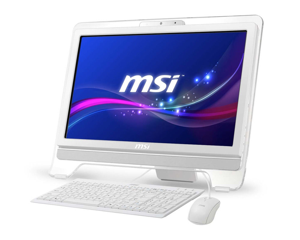 MSI Wind Top AE2081G Intel® Core™ i3 i3-3220 50.8 cm (20") 1600 x 900 pixels Touchscreen All-in-One PC 4 GB DDR3-SDRAM 500 GB HDD NVIDIA® GeForce® GT 630M Windows 7 Home Premium Wi-Fi 4 (802.11n) White
