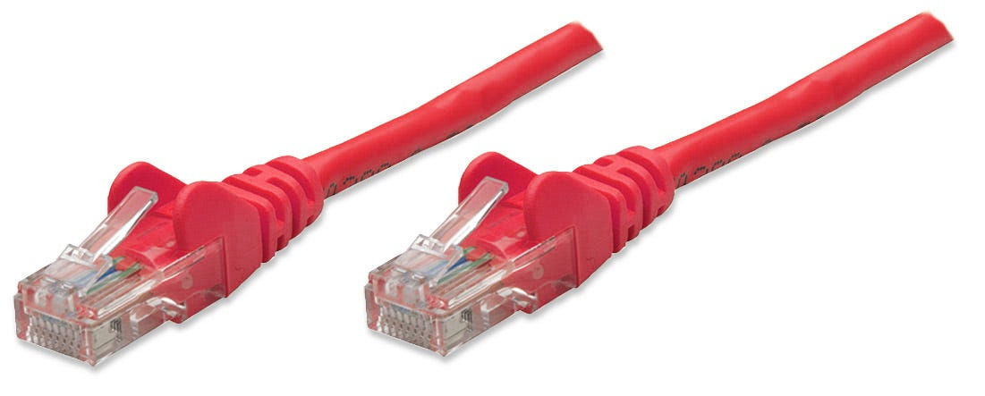 Intellinet Network Patch Cable, Cat5e, 0.5m, Red, CCA, SF/UTP, PVC, RJ45, Gold Plated Contacts, Snagless, Booted, Lifetime Warranty, Polybag