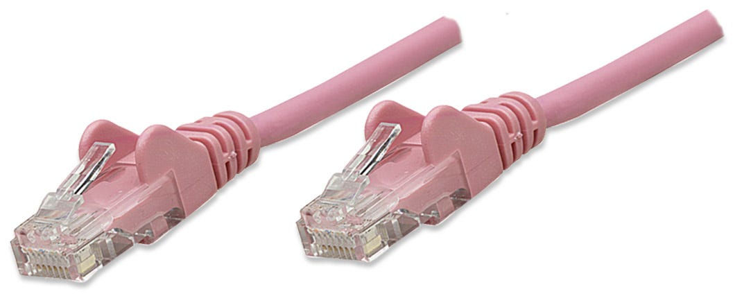 Intellinet Network Patch Cable, Cat5e, 1m, Pink, CCA, U/UTP, PVC, RJ45, Gold Plated Contacts, Snagless, Booted, Lifetime Warranty, Polybag