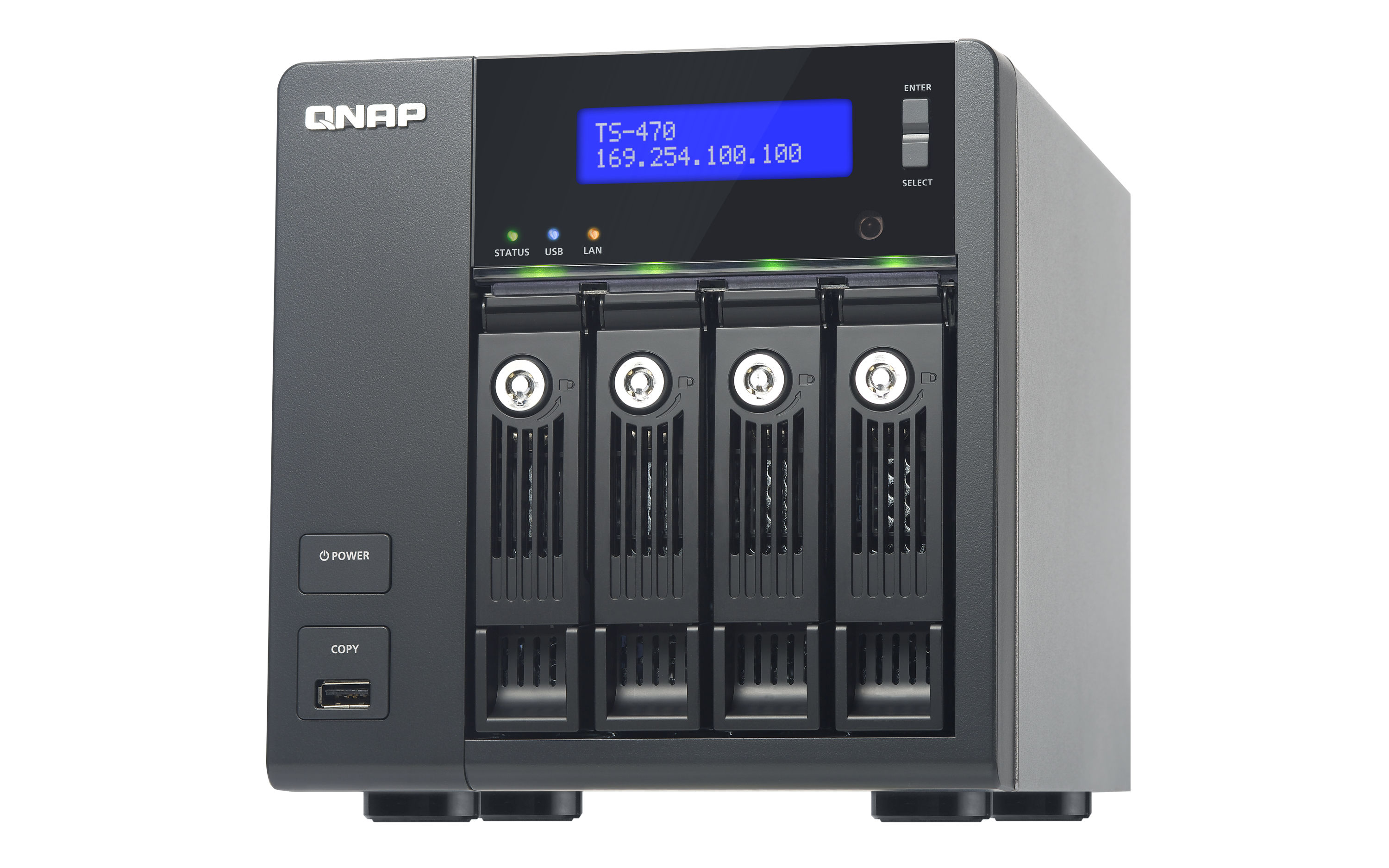 QNAP TS-470 10GbE 2x1TB NAS Tower 2 GB DDR3 2 TB QNAP Turbo System Black