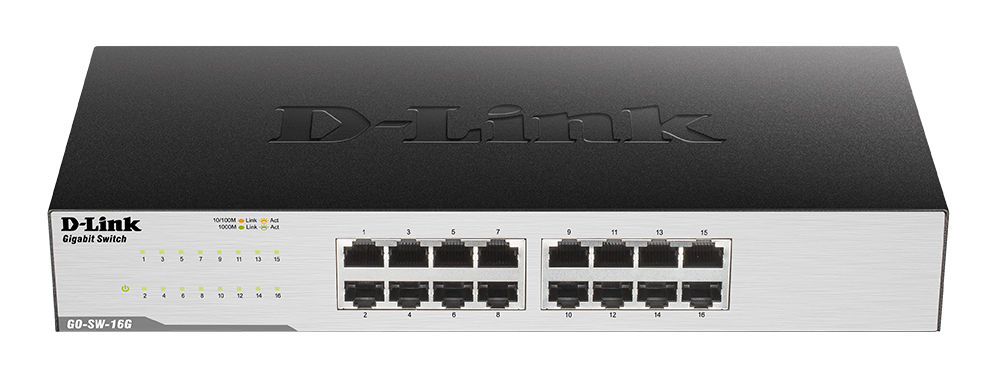 D-Link GO-SW-16G network switch Unmanaged Gigabit Ethernet (10/100/1000) Black