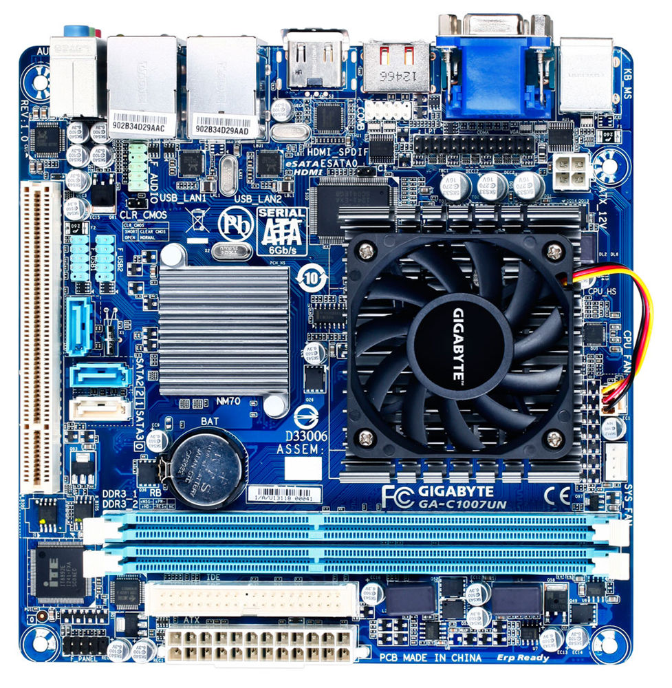 GIGABYTE GA-C1007UN motherboard Intel® NM70 Express NA (integrated CPU) mini ITX