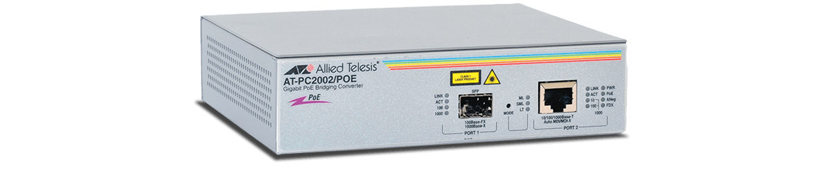 Allied Telesis PC2002POE network media converter 1000 Mbit/s 1310 nm Multi-mode Grey