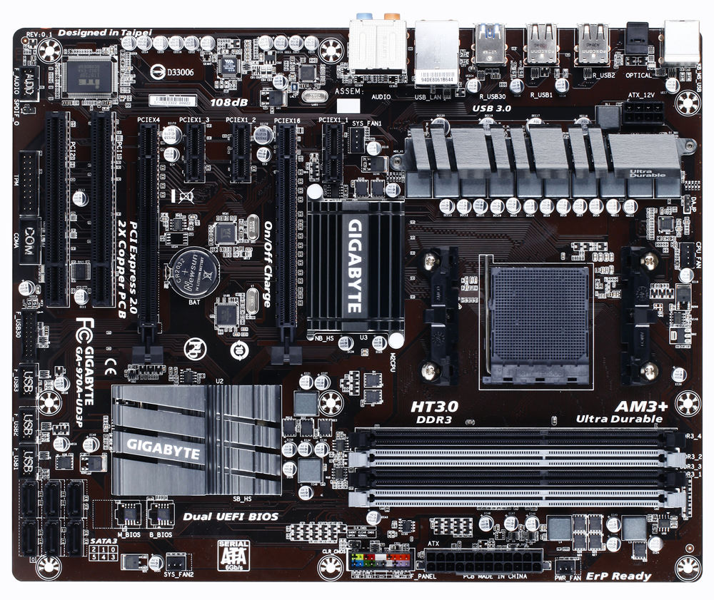 GIGABYTE GA-970A-UD3P motherboard AMD 970 Socket AM3+ ATX