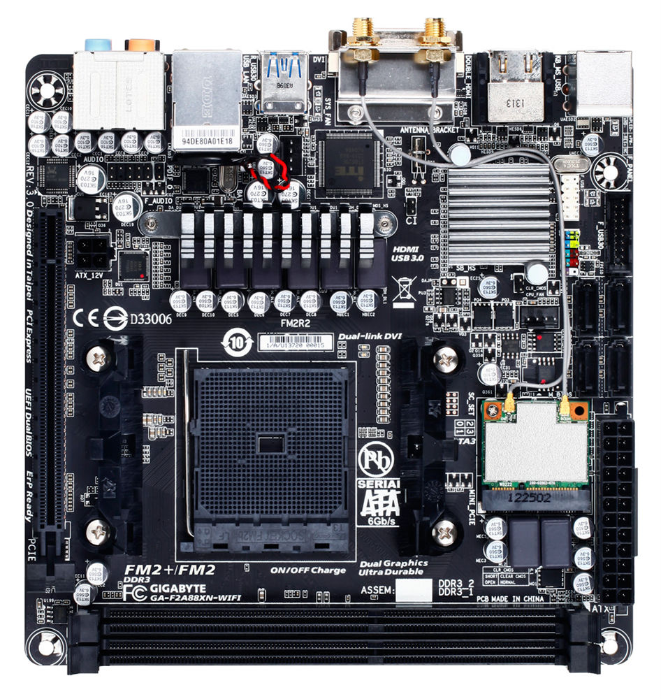GIGABYTE GA-F2A88XN-WIFI motherboard AMD A88X Socket FM2+ mini ITX