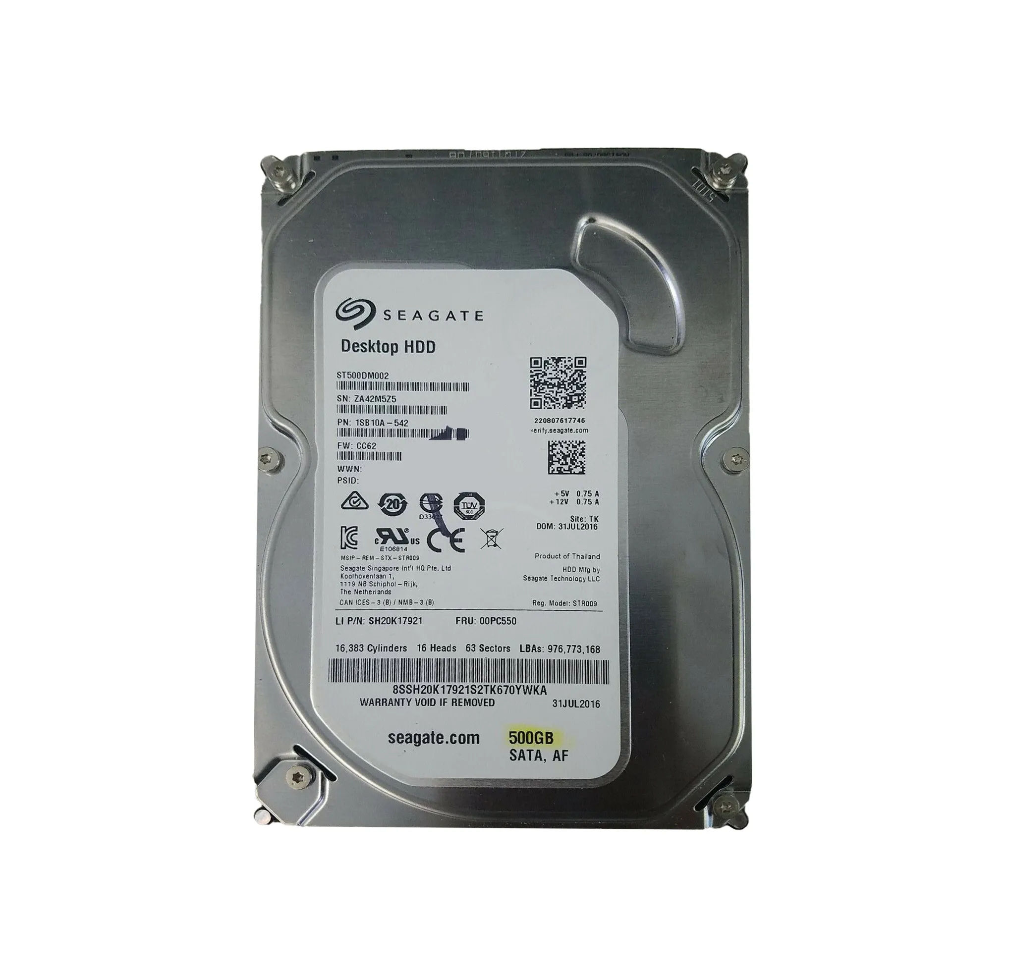 1SB10A-542 - Seagate 500GB 7200RPM SATA 6Gb/s 3.5-in Hard Drive