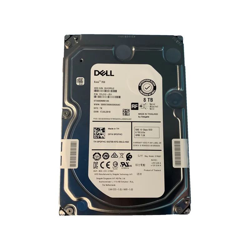 Dell 8TB 7.2K SAS 3.5" 12G SED Hard Drive (PDFHC / ST8000NM0135)