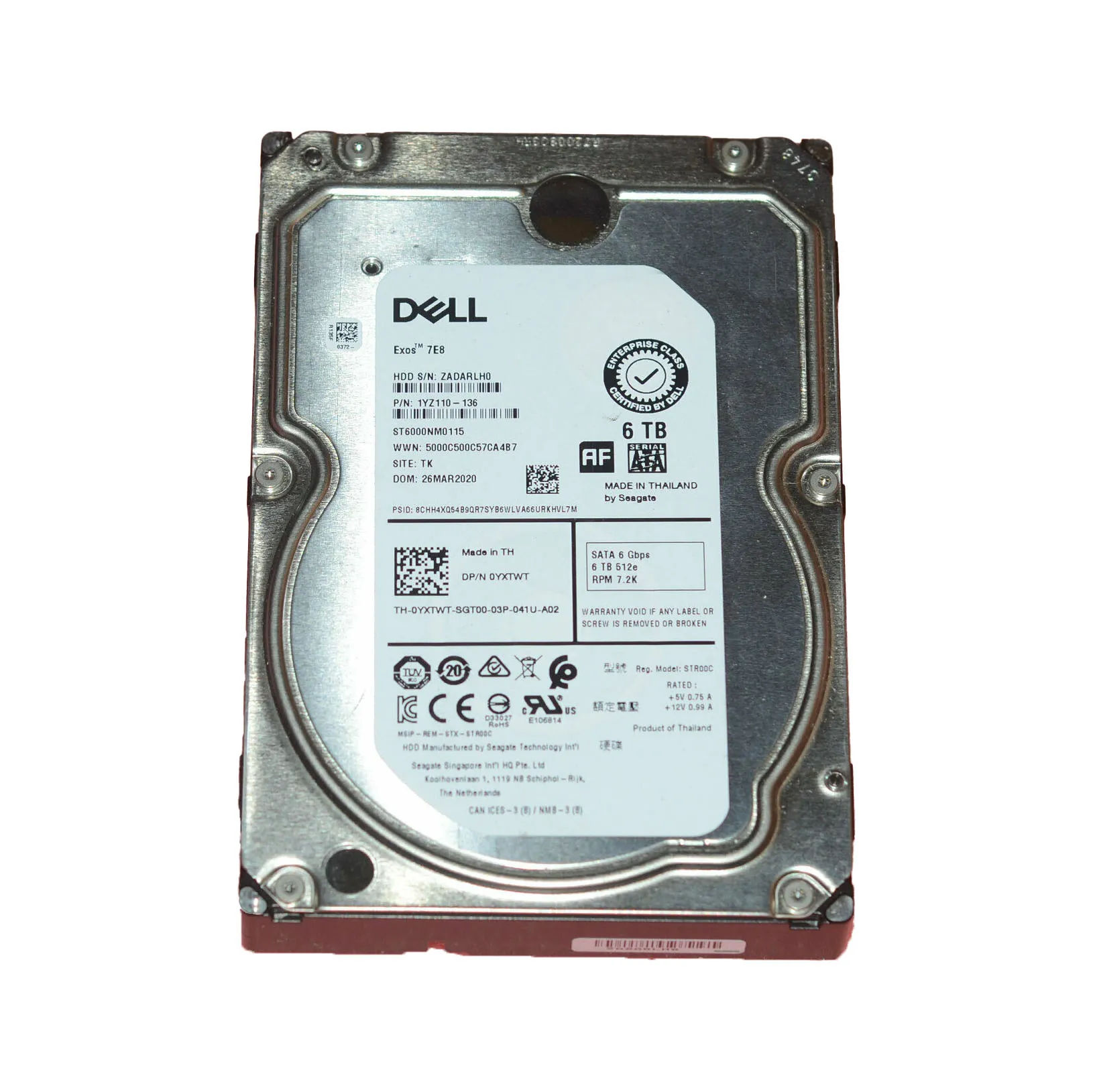 1YZ110-136 - Seagate 6TB 7200RPM SATA 6Gb/s 3.5-in Hard Drive