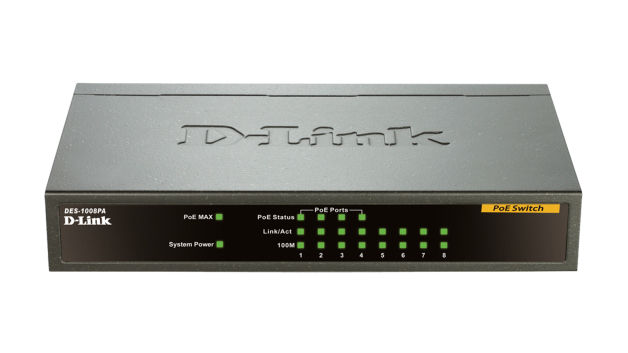 D-Link DES-1008PA Unmanaged Fast Ethernet (10/100) Power over Ethernet (PoE) Black