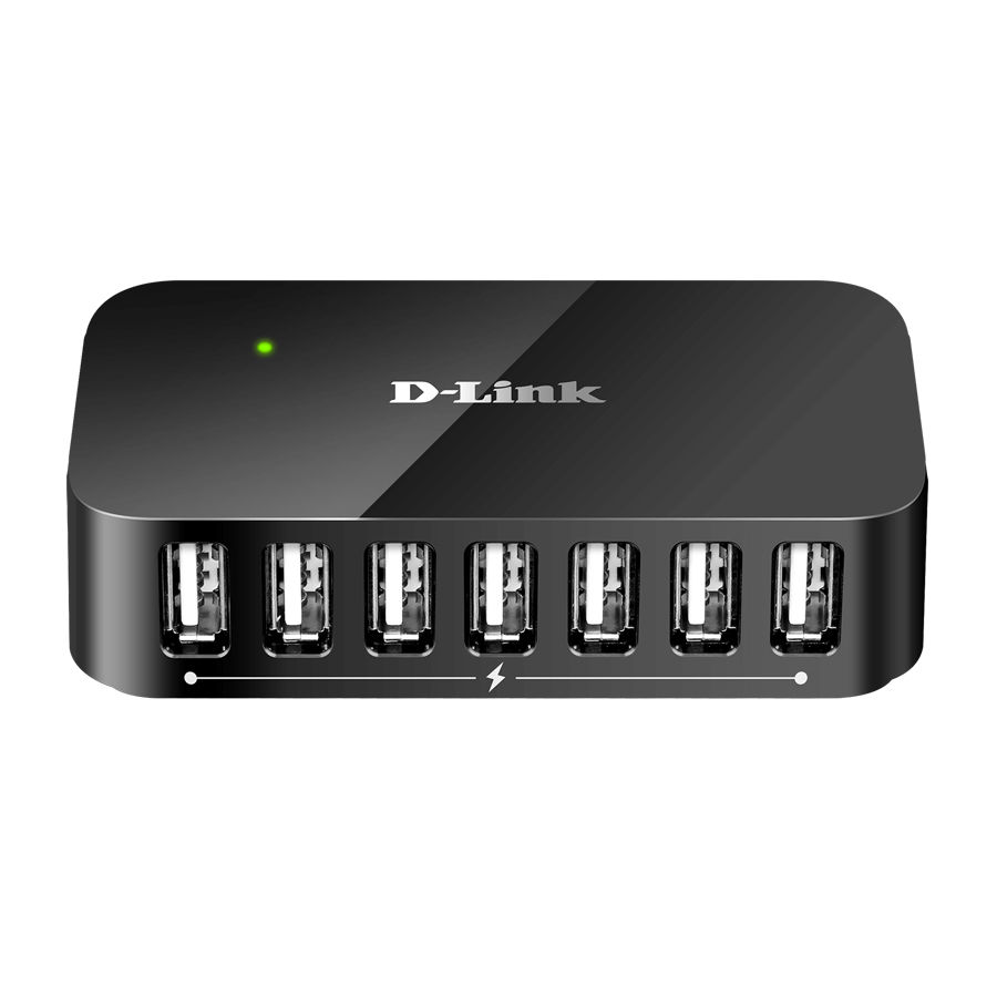 D-Link DUBH7 interface hub USB 2.0 480 Mbit/s Black