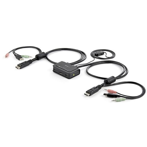 StarTech.com 2 Port USB DisplayPort Cable KVM Switch w/ Audio and Remote Switch - USB Powered