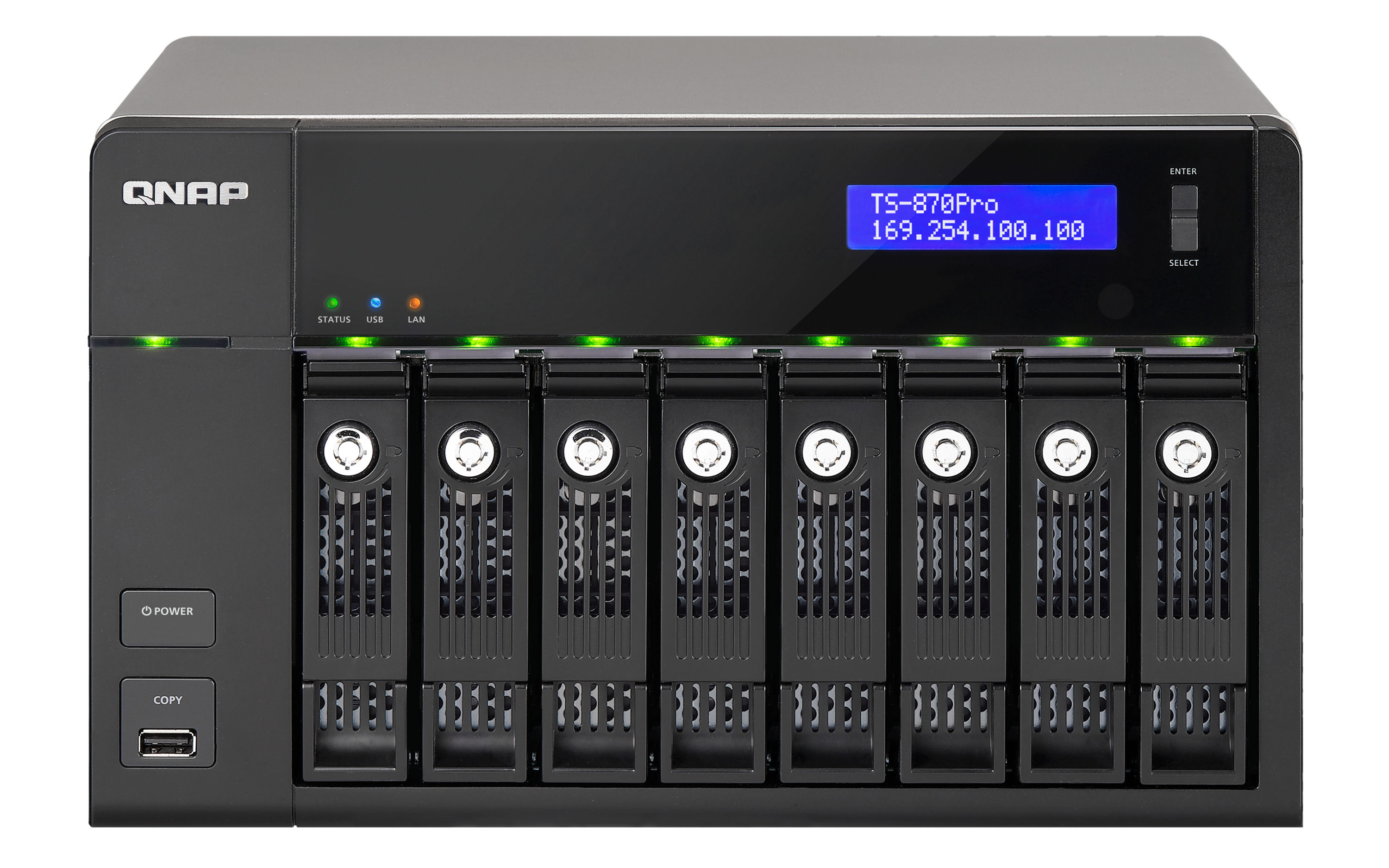 QNAP TS-870 Pro 10GbE 4x1TB NAS Tower Intel® Core™ i3 i3-3220 2 GB DDR3 4 TB HDD Linux Black
