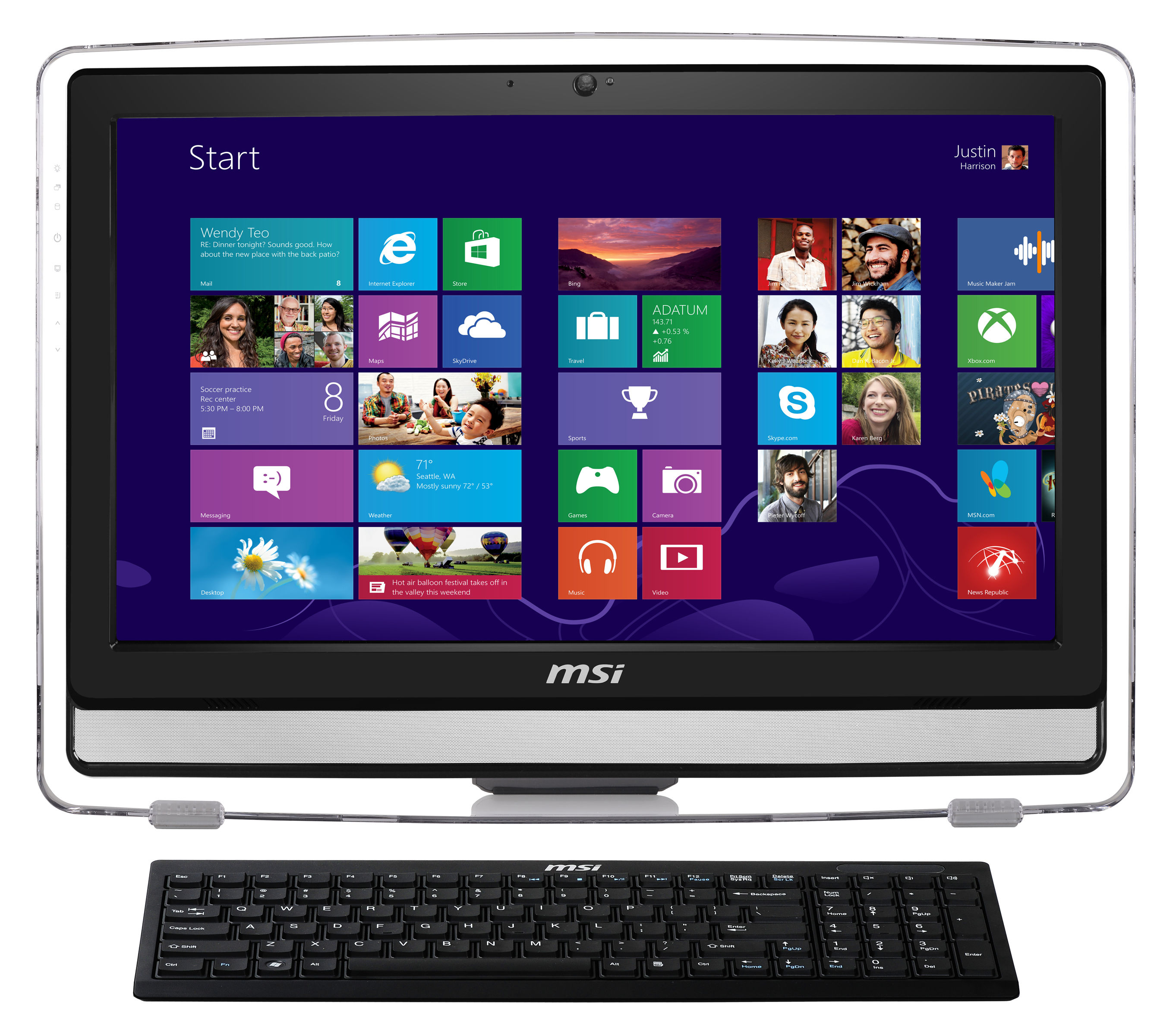 MSI Wind Top AE220-007EU All-in-One PC/workstation AMD E E2-3000 54.6 cm (21.5") 1920 x 1080 pixels Touchscreen 4 GB DDR3-SDRAM 500 GB HDD Windows 7 Home Premium Wi-Fi 4 (802.11n) Black, White