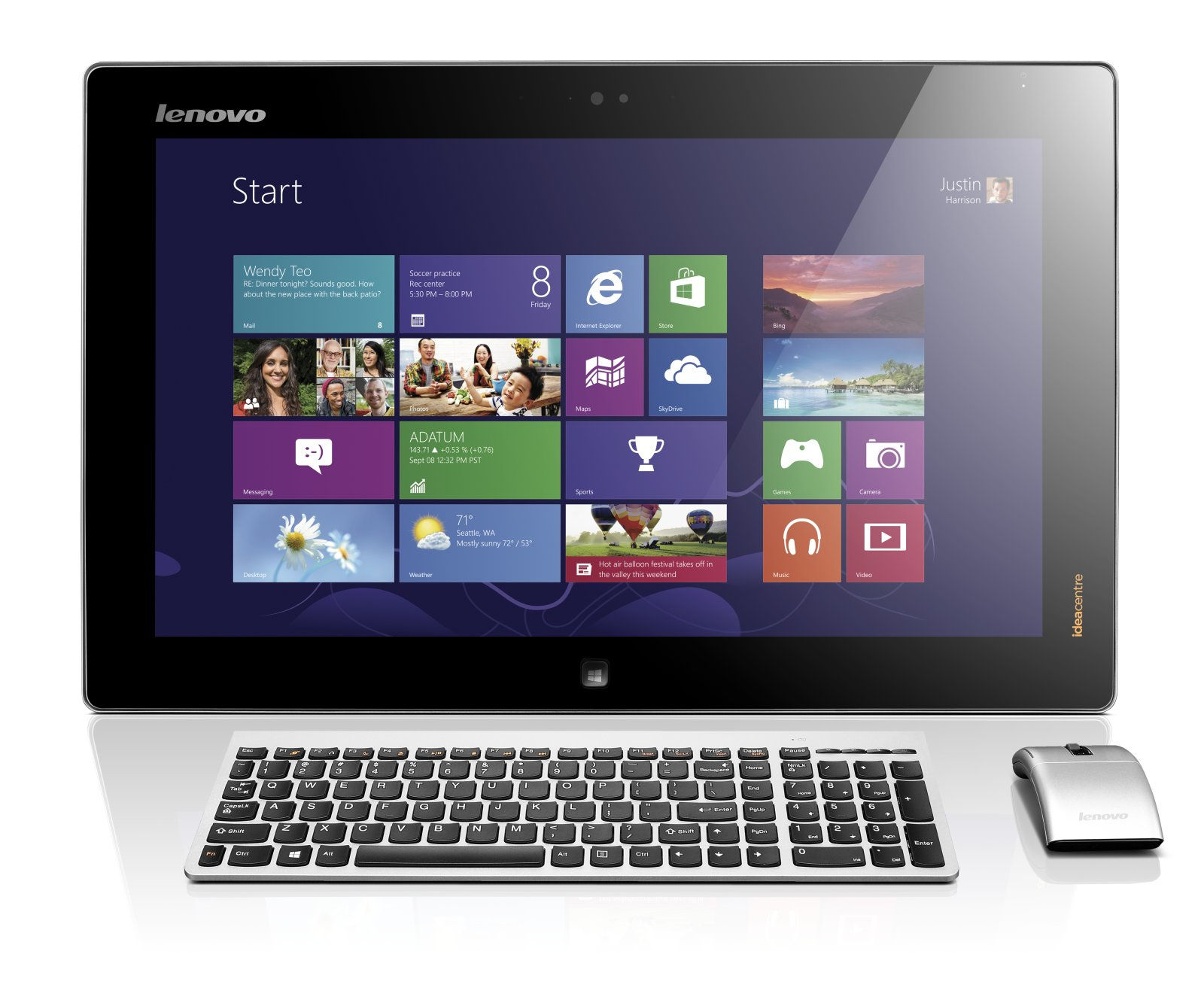 Lenovo IdeaCentre Flex 20 Intel® Core™ i3 i3-4010U 49.5 cm (19.5") 1600 x 900 pixels Touchscreen All-in-One PC 4 GB DDR3-SDRAM 500 GB Hybrid-HDD Windows 8 Black, Silver
