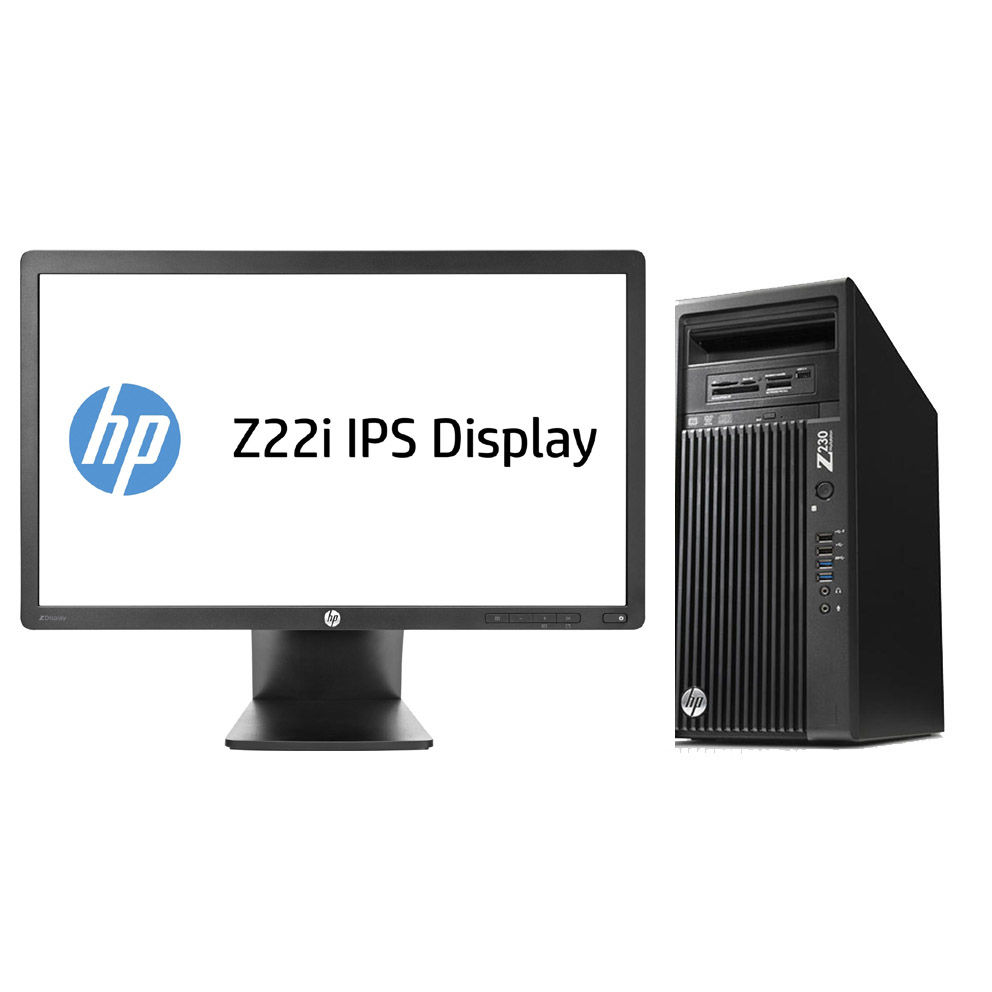 HP 230 MT + Z22i + NVIDIA Quadro K600 Intel® Xeon® E3 V3 Family E3-1225V3 4 GB DDR3-SDRAM 500 GB HDD Windows 7 Professional Mini Tower Workstation Black