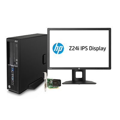HP 230 SFF + NVIDIA Quadro K600 + Z24i Intel® Xeon® E3 V3 Family E3-1225V3 4 GB DDR3-SDRAM 1 TB HDD Windows 7 Professional Workstation Black