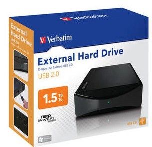 Verbatim USB 2.0 1.5TB external hard drive 7200 RPM 3.5" Black