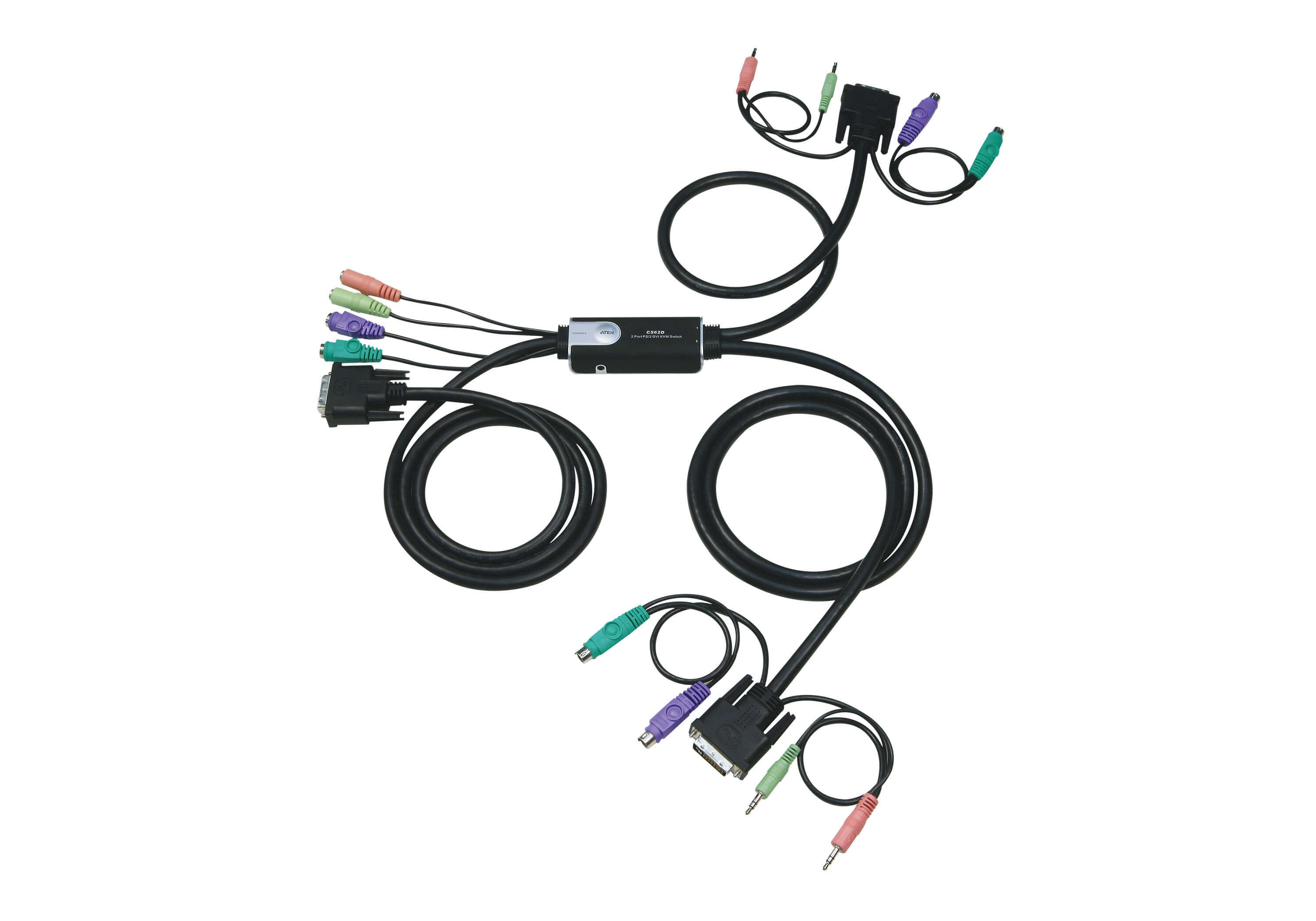 ATEN 2-Port PS/2 DVI KVM switch Black