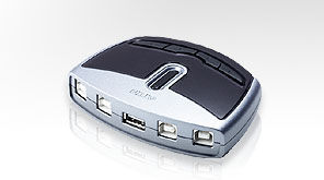 ATEN 4-Port USB 2.0 Peripheral Switch 480 Mbit/s Black, Silver