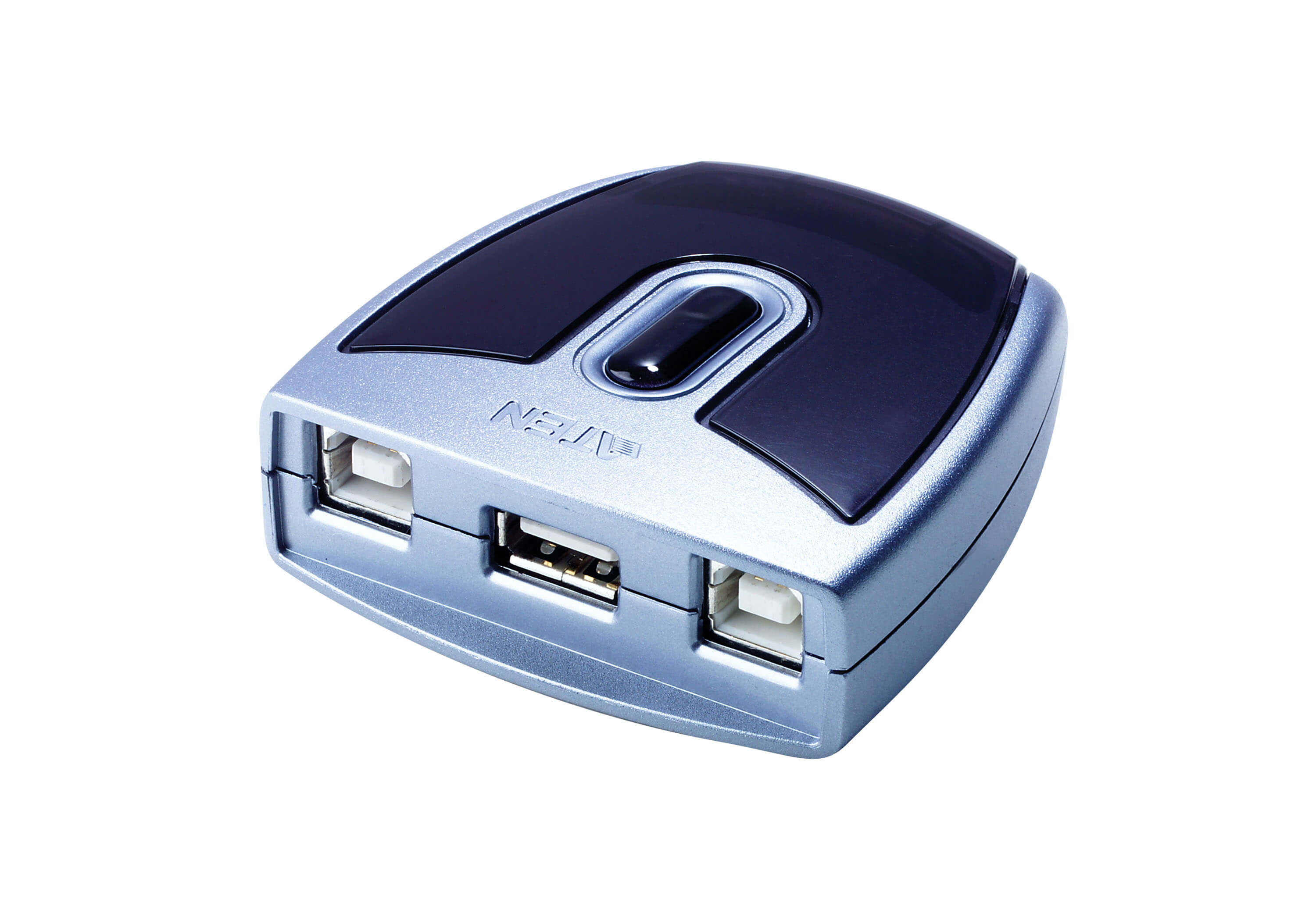 ATEN 2-Port USB 2.0 Peripheral Switch 480 Mbit/s Black, Silver
