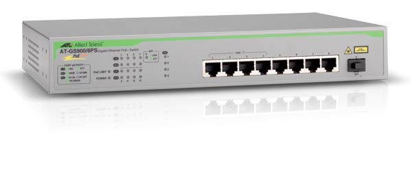 Allied Telesis AT-GS900/8PS Unmanaged Gigabit Ethernet (10/100/1000) Power over Ethernet (PoE) 19U Grey