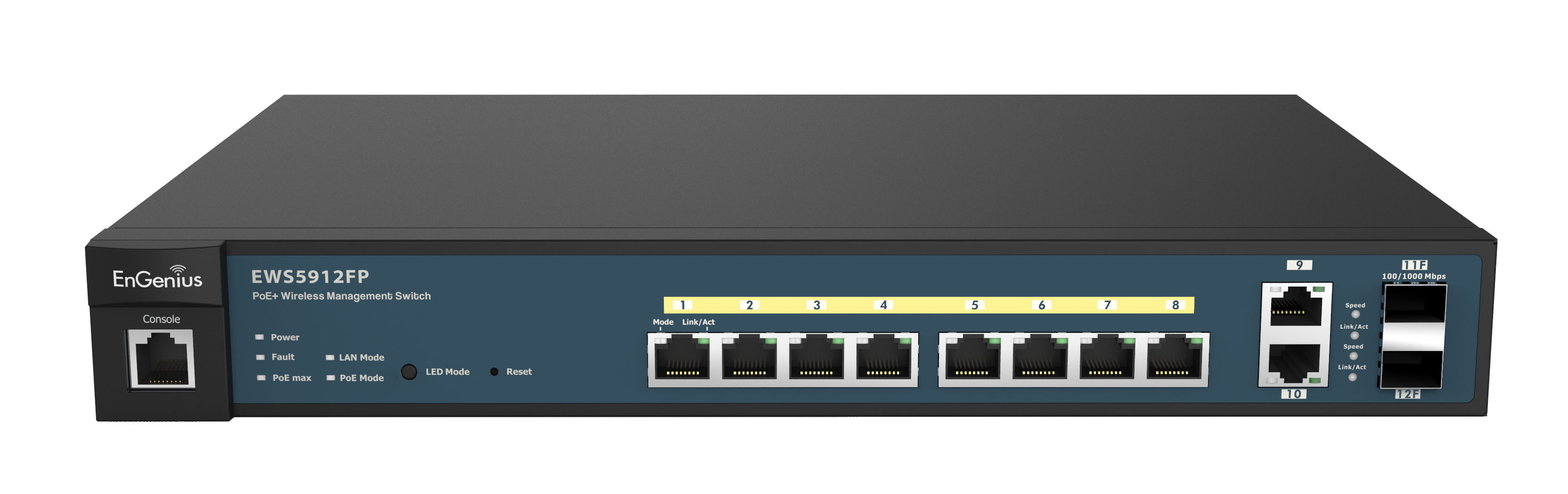 EnGenius EWS5912FP Wireless Managed L2 switch 8-port GbE PoE+ Switch 2 x GbE 2 x SFP 130W manage up to 50 x AP