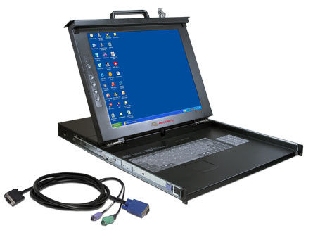 Vertiv 1U 17" single rail LCD w/ integrated 8 port KVM switch and cables - Belgian keyboard and EU power cord rack console 43.2 cm (17") 1280 x 1024 pixels