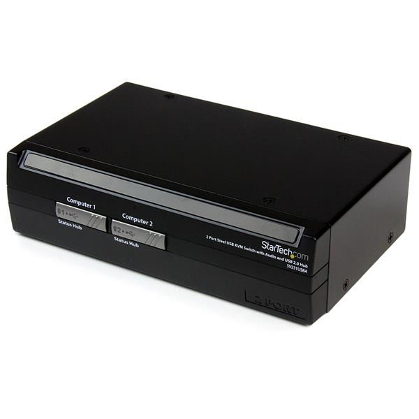 StarTech.com 2 Port Steel USB KVM Switch with Audio and USB 2.0 Hub