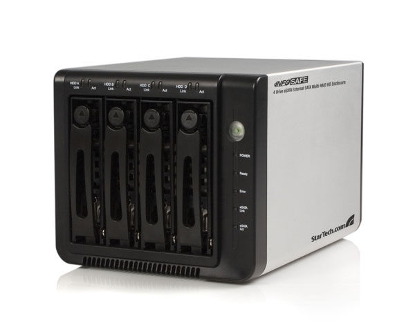 StarTech.com InfoSafe 3.5" 4 Drive eSATA Multi RAID Black, Silver 4"