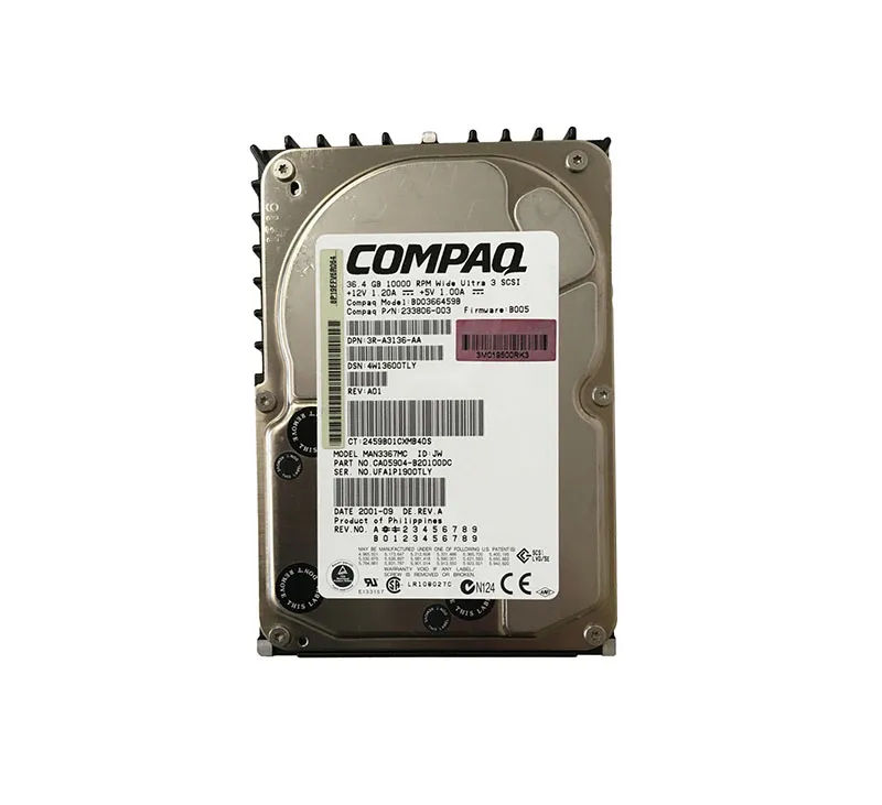 233806-003 - HP 36.4GB 10000RPM SCSI 160Mb/s 3.5-in Hard Drive