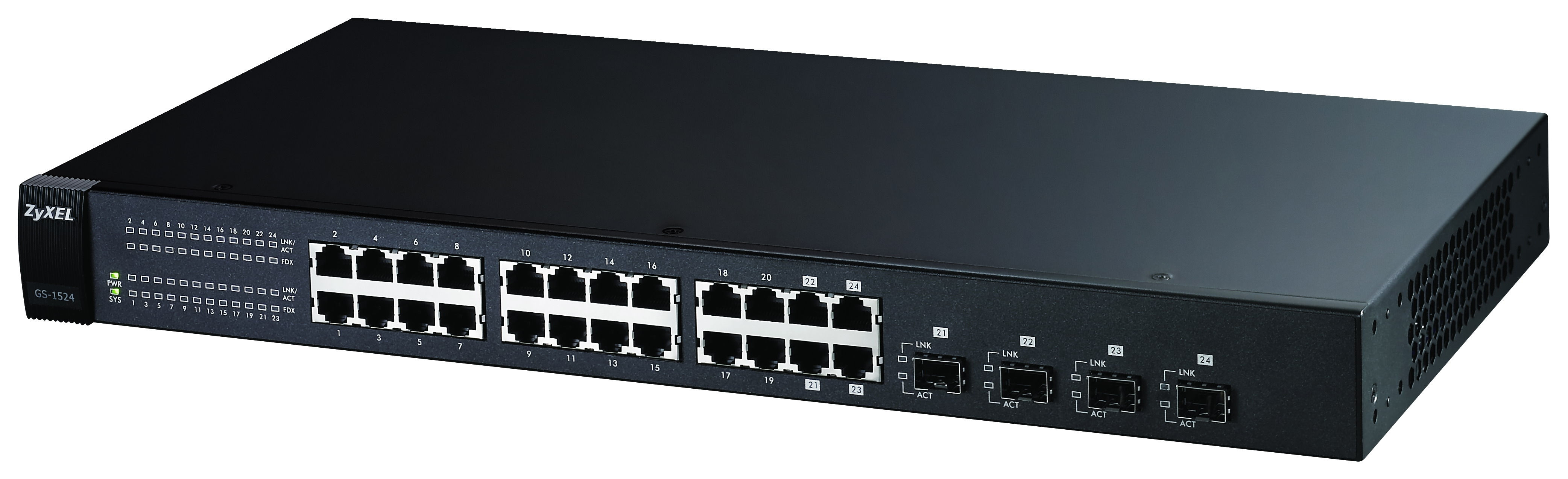 Zyxel GS1524 network switch Managed Power over Ethernet (PoE) Black
