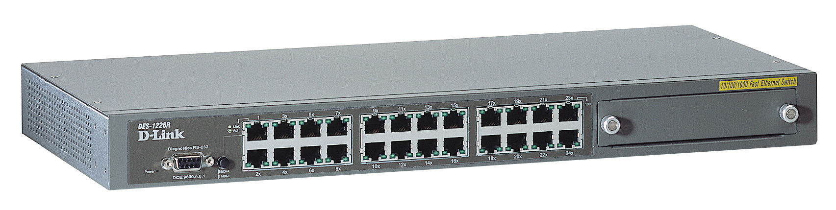 D-Link Switch 24xF+ENet RJ45 1x slot 19"