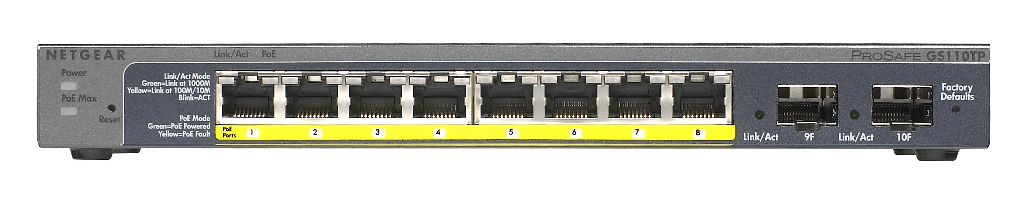 NETGEAR GS110TP Managed Gigabit Ethernet (10/100/1000) Power over Ethernet (PoE) Black