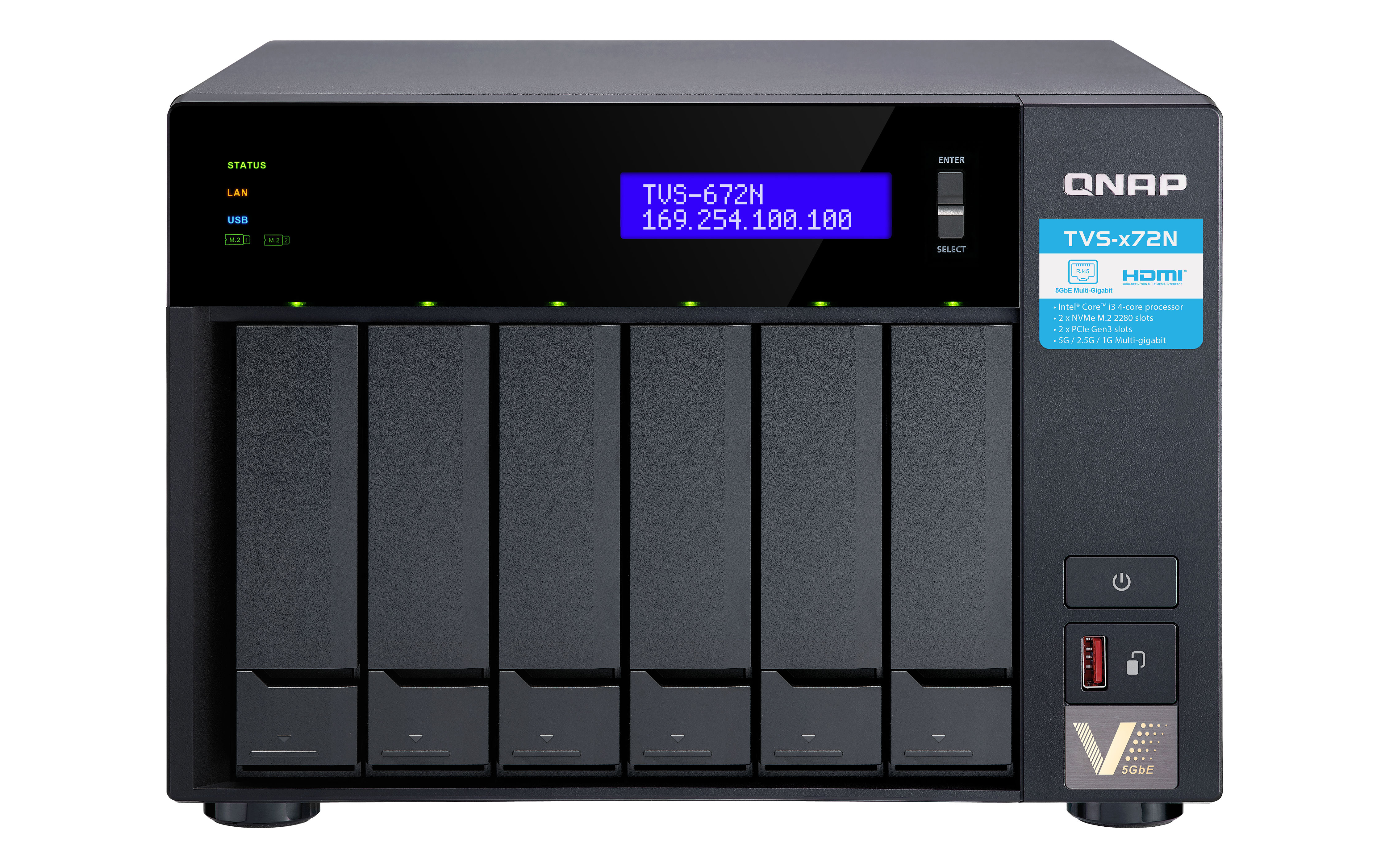 QNAP TVS-672N NAS Tower Intel Core i3-8100T 4GB DDR4 TVS-672N-i3-4G