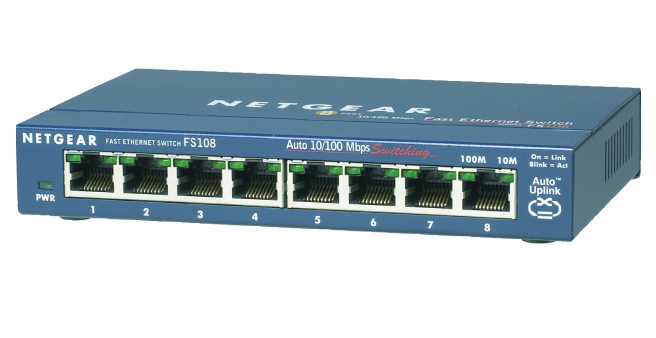 NETGEAR FS108-300PES network switch Unmanaged L2 Fast Ethernet (10/100) Blue