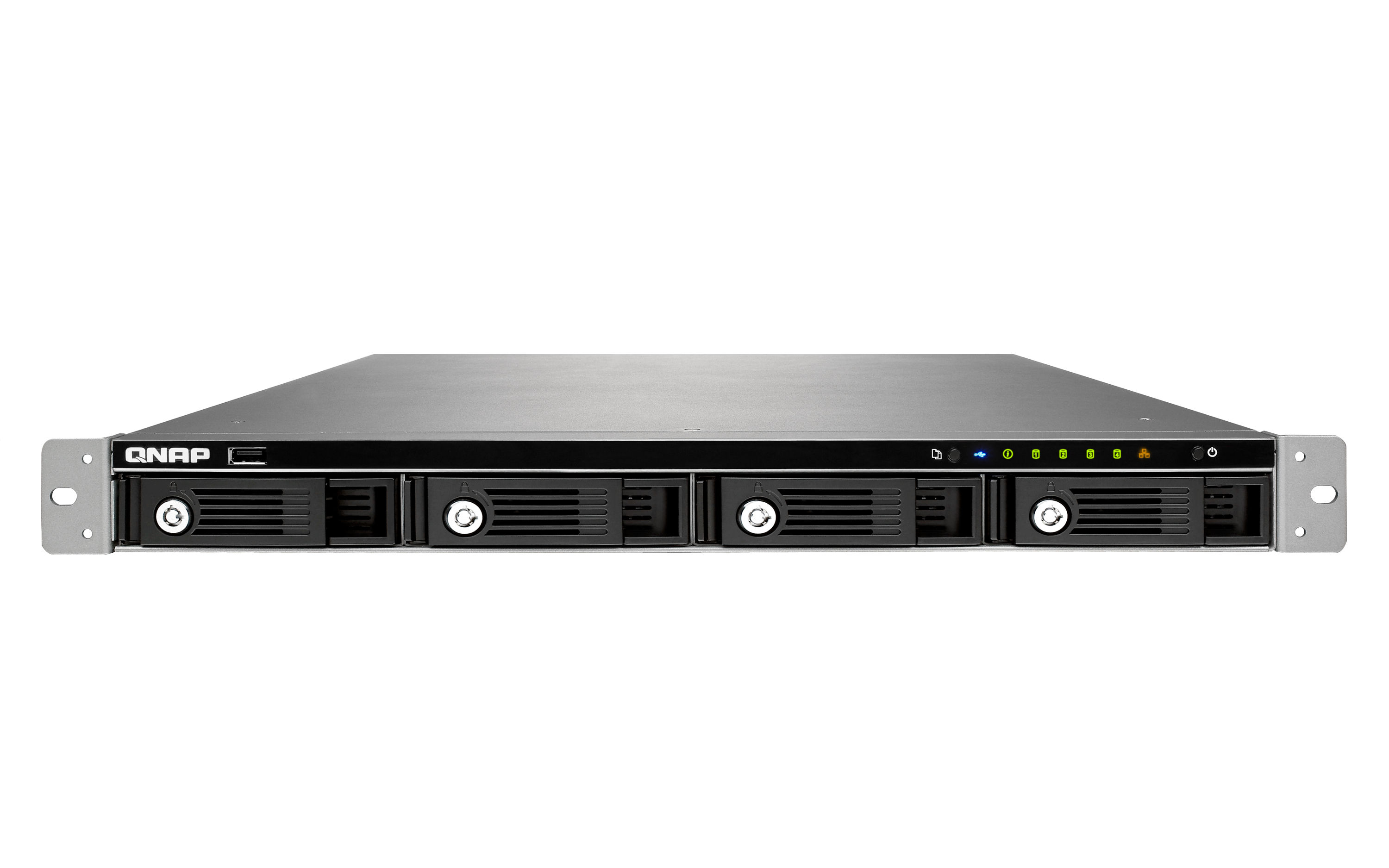 QNAP TS-453U NAS/storage server Rack (1U) Intel® Celeron® 4 GB DDR3L 0 TB QNAP Turbo System Black