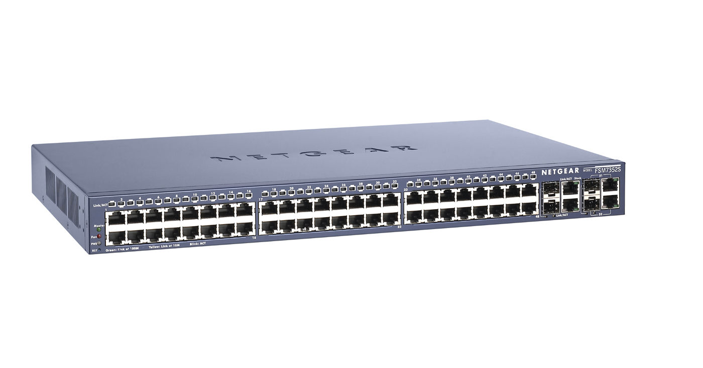 NETGEAR ProSafe™ 48-Port 10/100 L3 Managed Stackable Switch with 4 Gigabit Ports